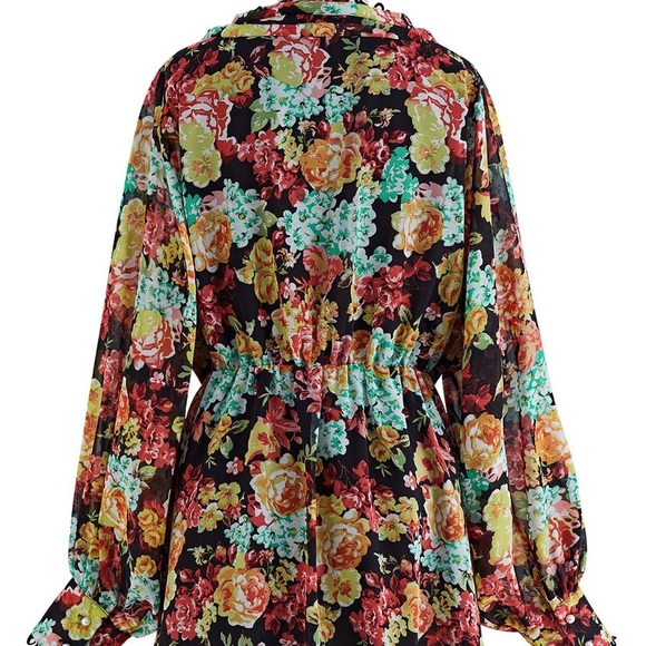 CHICWISH BOUQUET PRINTED RUFFLE CHIFFON MINI - Picture 3 of 10